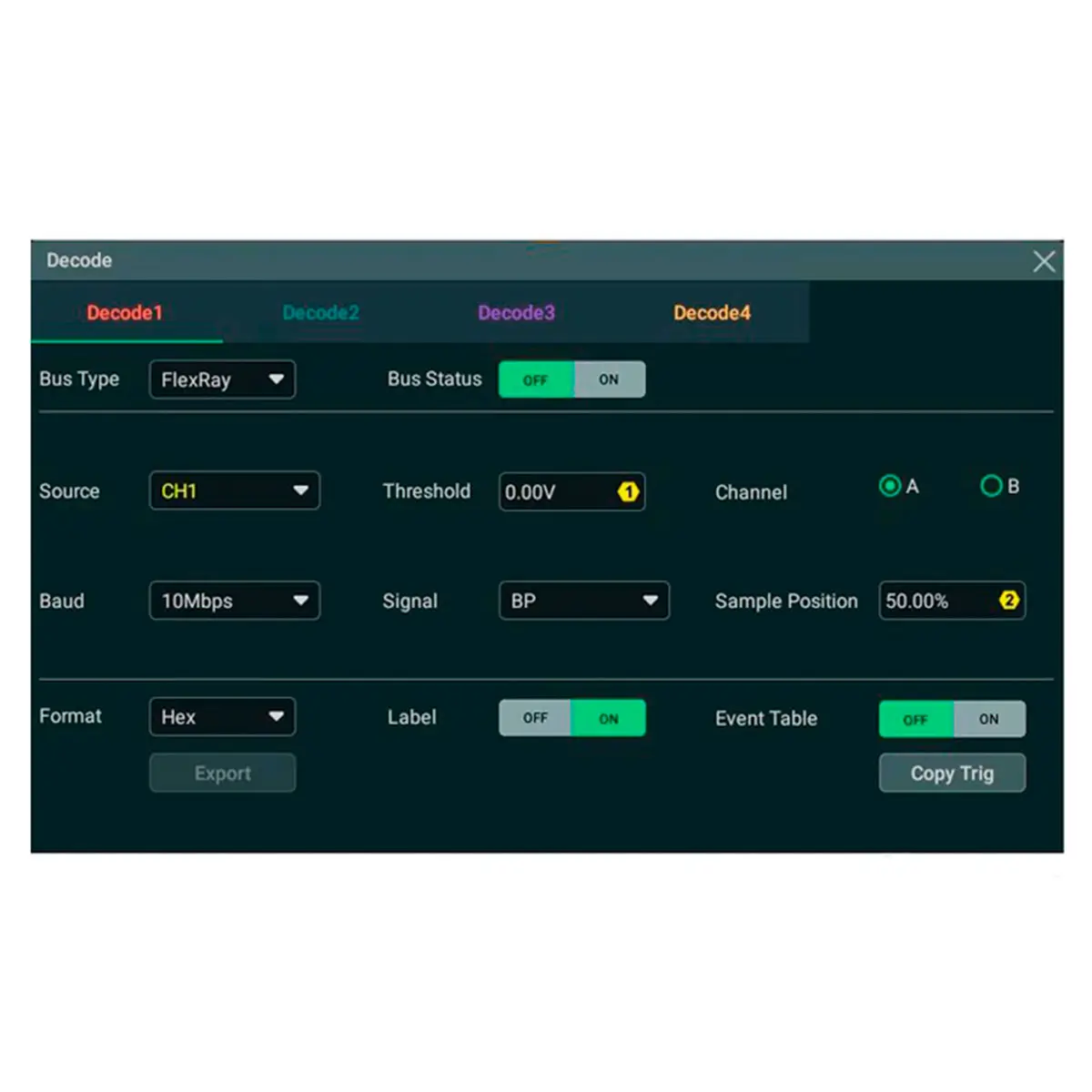 RIGOL DHO4000-FLEXA запуск и декодирование сигналов протокола передачи данных FlexRay