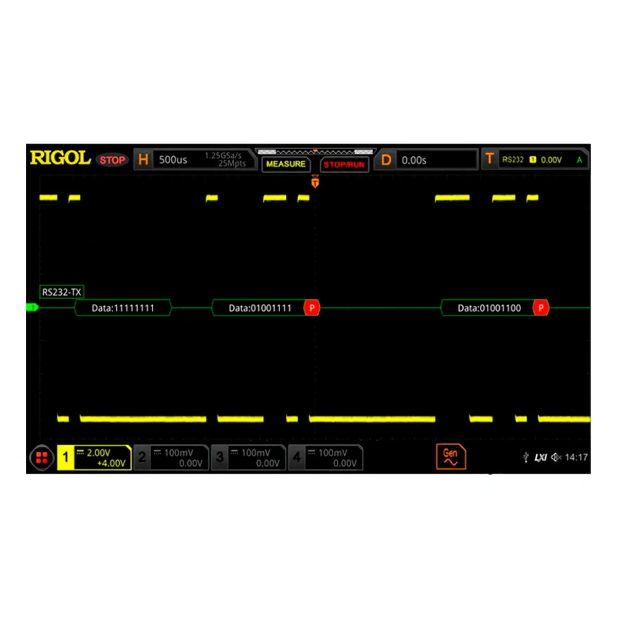 RIGOL DS8000-R-COMP запуск и анализ сигналов последовательной шины RS232/UART