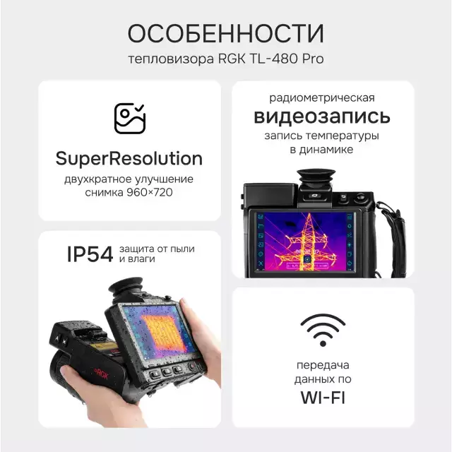 RGK TL-480 Plus тепловизор в комплекте с телеобъективом 12°