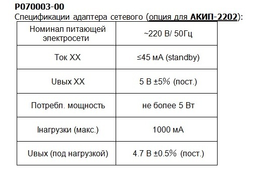 Адаптер сетевого питания P070003-00