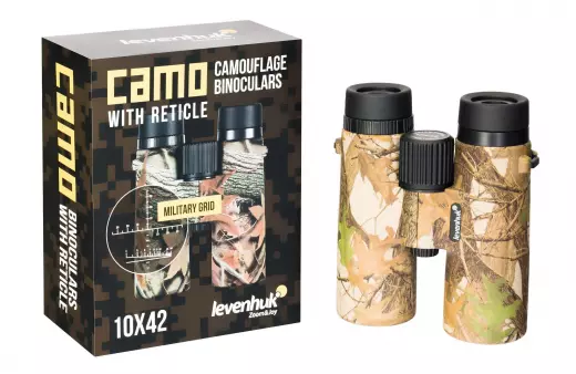 Levenhuk Camo Pine 10x42 бинокль с сеткой