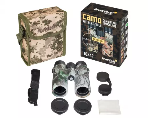 Levenhuk Camo Moss 10x42 бинокль с сеткой